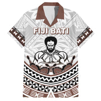 Fiji Rugby Custom Family Matching Puletasi and Hawaiian Shirt Fijian Bati Go Champions LT05 Dad's Shirt - Short Sleeve White - Polynesian Pride