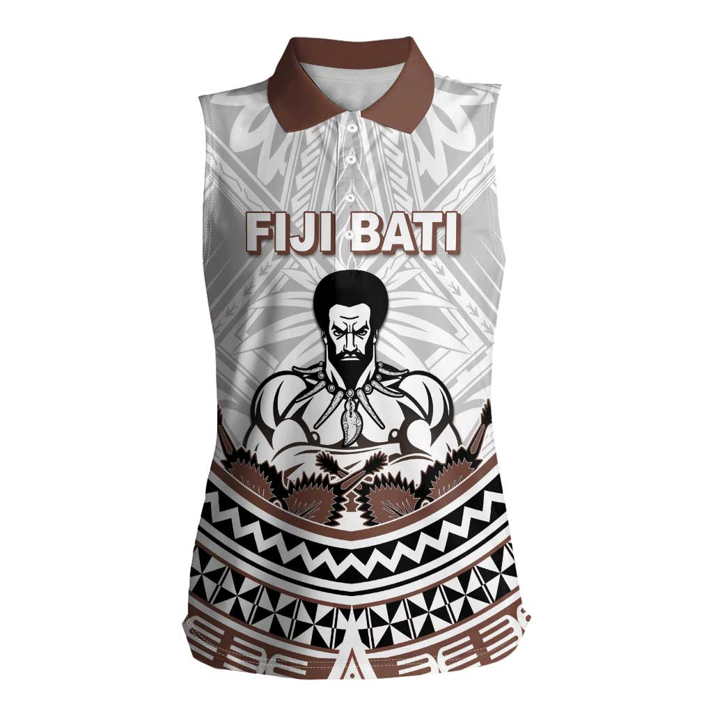 Fiji Rugby Custom Women Sleeveless Polo Shirt Fijian Bati Go Champions LT05 Female White - Polynesian Pride