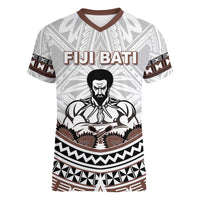 Fiji Rugby Custom Women V-Neck T-Shirt Fijian Bati Go Champions LT05 Female White - Polynesian Pride