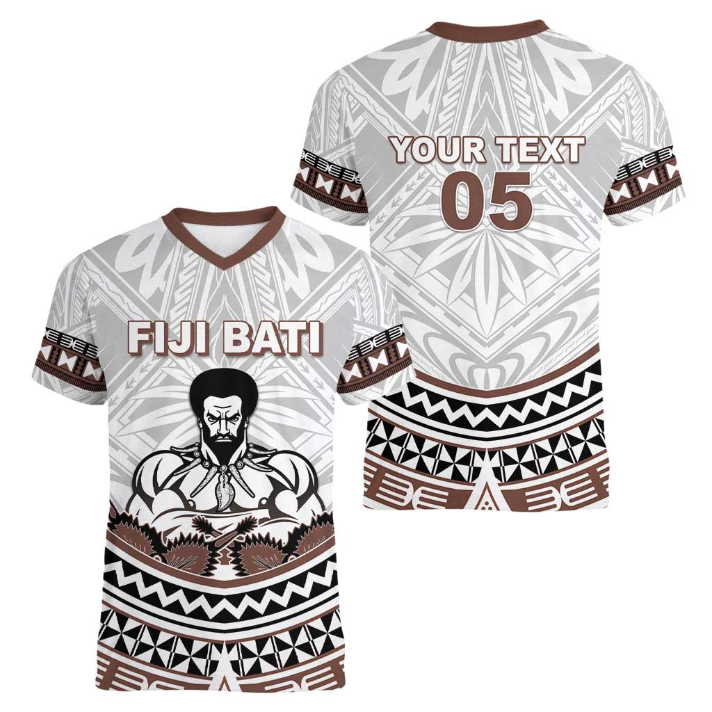 Fiji Rugby Custom Women V-Neck T-Shirt Fijian Bati Go Champions LT05 - Polynesian Pride