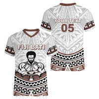 Fiji Rugby Custom Women V-Neck T-Shirt Fijian Bati Go Champions LT05 - Polynesian Pride