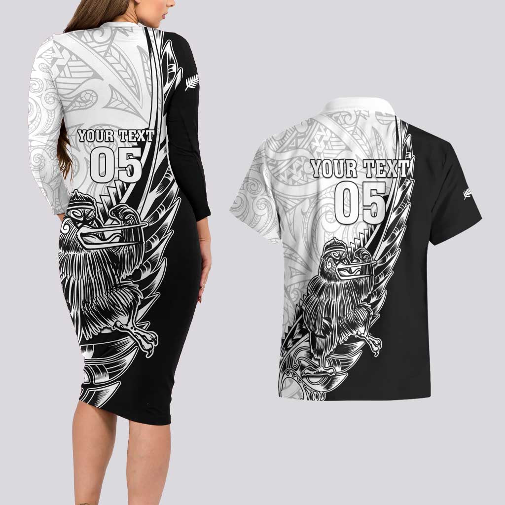 New Zealand Kiwi Rugby Custom Couples Matching Long Sleeve Bodycon Dress and Hawaiian Shirt Go Champions Maori Pattern LT05 - Polynesian Pride