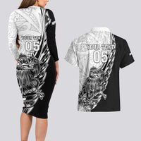 New Zealand Kiwi Rugby Custom Couples Matching Long Sleeve Bodycon Dress and Hawaiian Shirt Go Champions Maori Pattern LT05 - Polynesian Pride