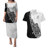New Zealand Kiwi Rugby Custom Couples Matching Puletasi and Hawaiian Shirt Go Champions Maori Pattern LT05 White - Polynesian Pride