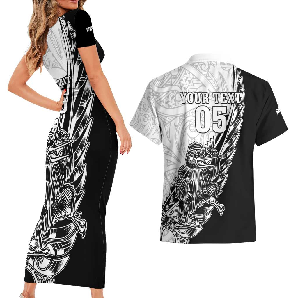 New Zealand Kiwi Rugby Custom Couples Matching Short Sleeve Bodycon Dress and Hawaiian Shirt Go Champions Maori Pattern LT05 - Polynesian Pride