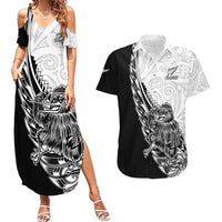 New Zealand Kiwi Rugby Custom Couples Matching Summer Maxi Dress and Hawaiian Shirt Go Champions Maori Pattern LT05 White - Polynesian Pride