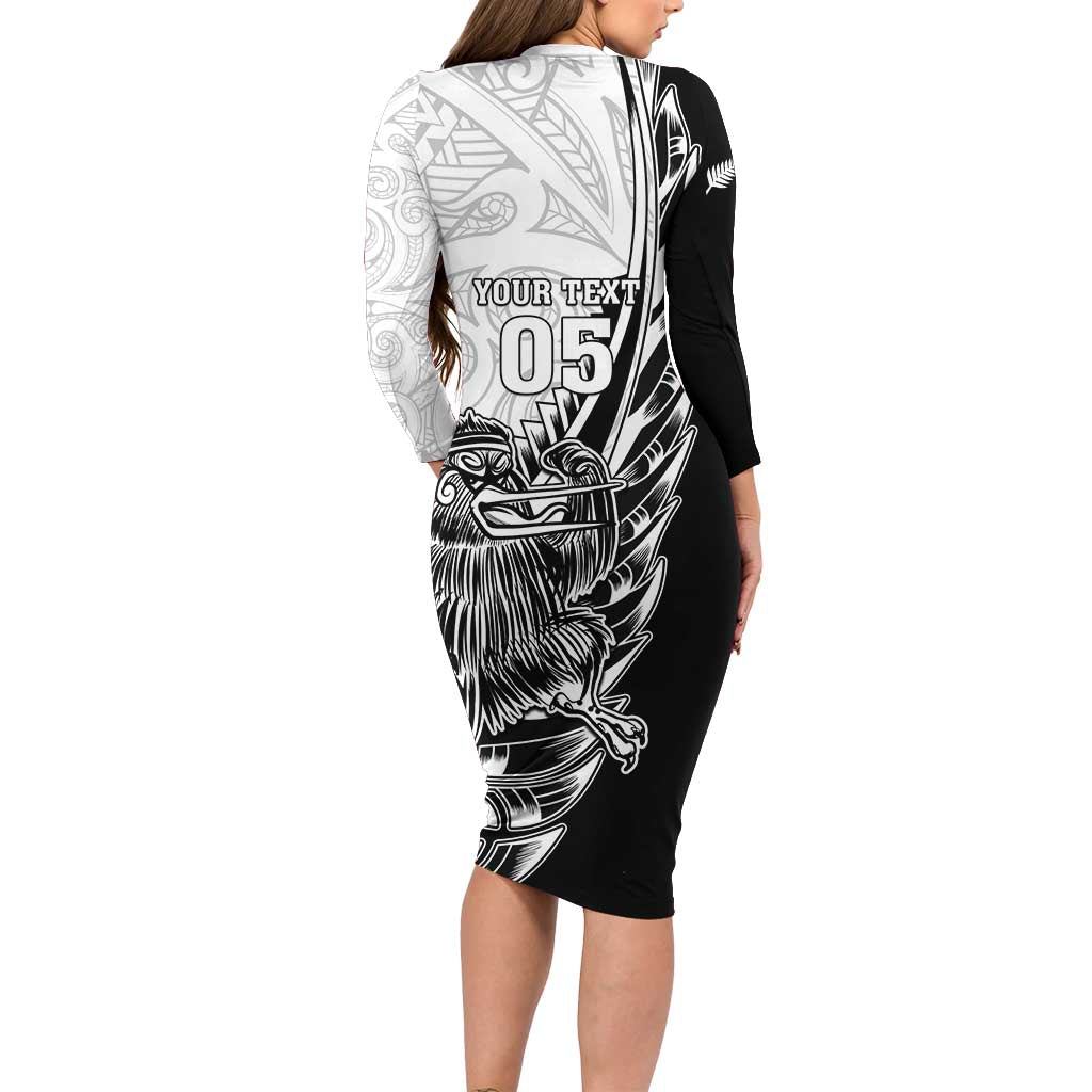 New Zealand Kiwi Rugby Custom Family Matching Long Sleeve Bodycon Dress and Hawaiian Shirt Go Champions Maori Pattern LT05 - Polynesian Pride