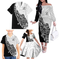 New Zealand Kiwi Rugby Custom Family Matching Off The Shoulder Long Sleeve Dress and Hawaiian Shirt Go Champions Maori Pattern LT05 - Polynesian Pride