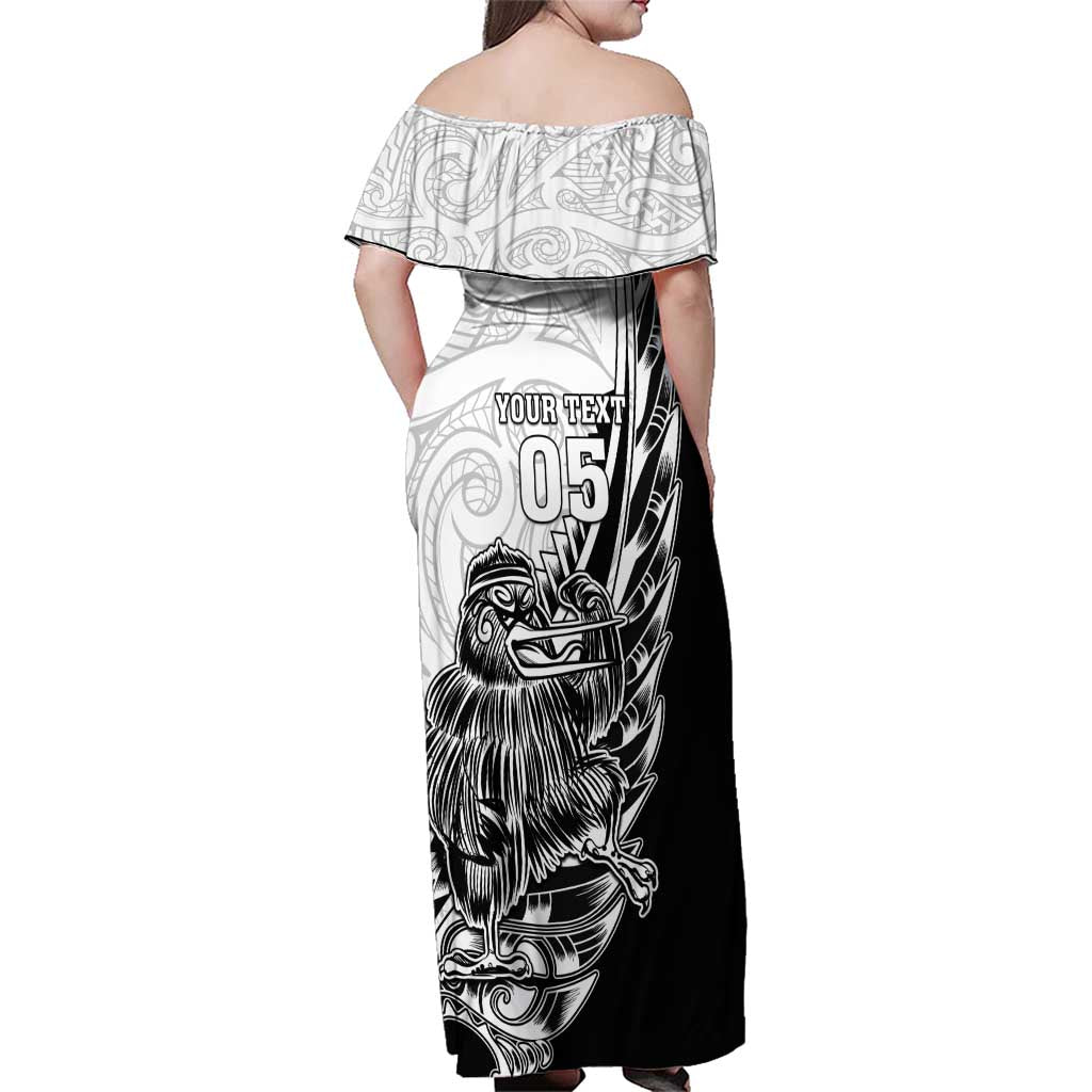New Zealand Kiwi Rugby Custom Family Matching Off Shoulder Maxi Dress and Hawaiian Shirt Go Champions Maori Pattern LT05 - Polynesian Pride