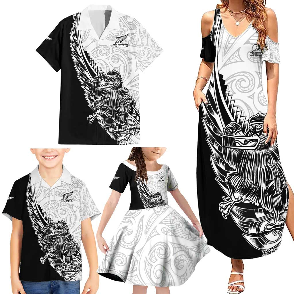 New Zealand Kiwi Rugby Custom Family Matching Summer Maxi Dress and Hawaiian Shirt Go Champions Maori Pattern LT05 - Polynesian Pride