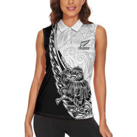 New Zealand Kiwi Rugby Custom Women Sleeveless Polo Shirt Go Champions Maori Pattern LT05 - Polynesian Pride