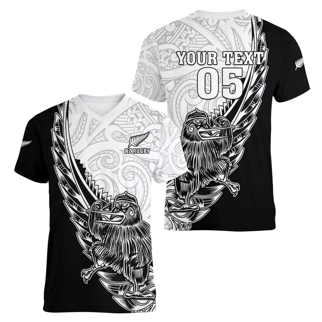 New Zealand Kiwi Rugby Custom Women V-Neck T-Shirt Go Champions Maori Pattern LT05 - Polynesian Pride