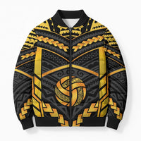 Custom Polynesia Beach Volleyball Bomber Puffer Jacket Gold Polynesian Tribal Pattern - Polynesian Pride
