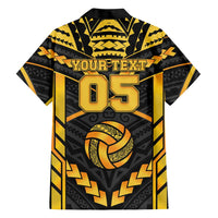 Custom Polynesia Beach Volleyball Family Matching Mermaid Dress and Hawaiian Shirt Gold Polynesian Tribal Pattern LT05 - Polynesian Pride
