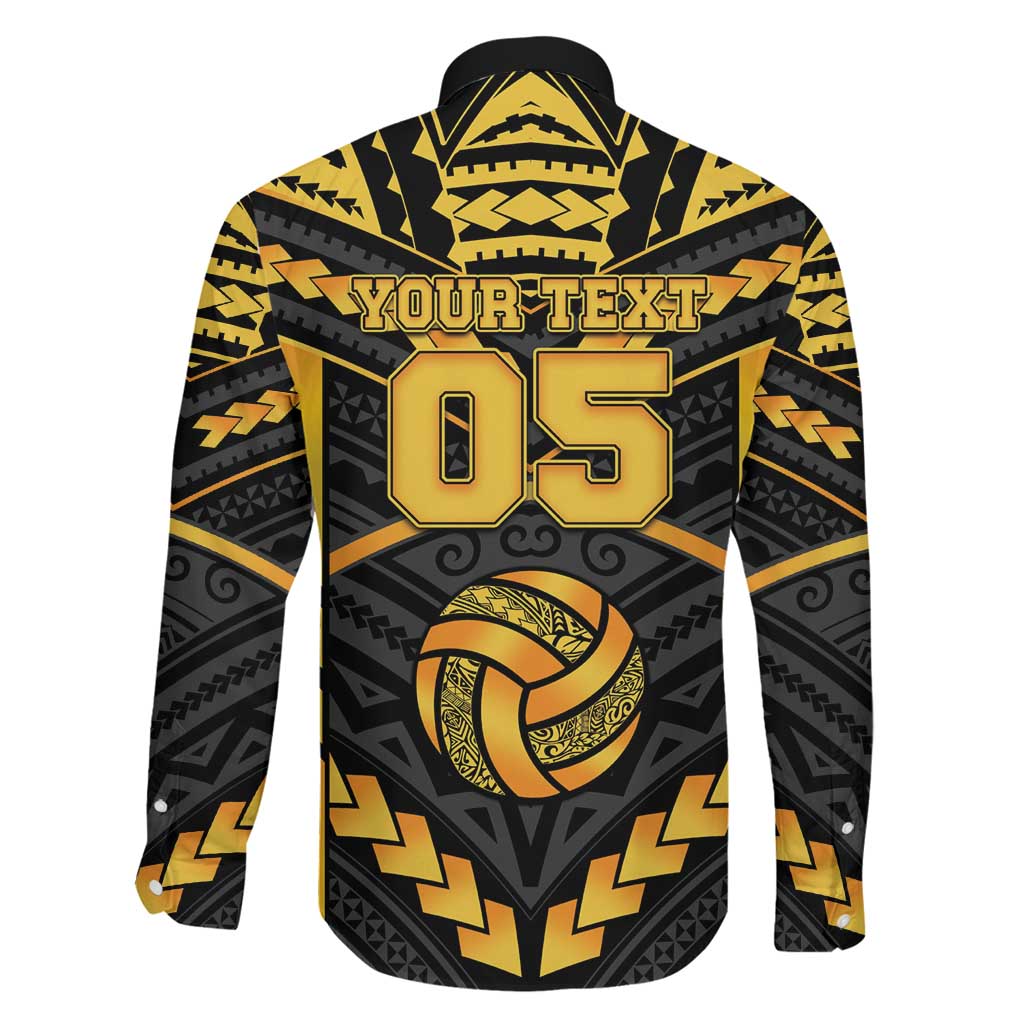 Custom Polynesia Beach Volleyball Family Matching Off The Shoulder Long Sleeve Dress and Hawaiian Shirt Gold Polynesian Tribal Pattern LT05 - Polynesian Pride