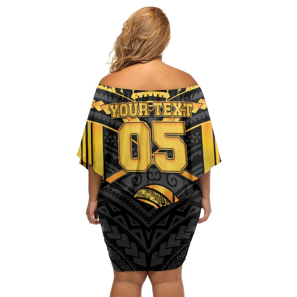 Custom Polynesia Beach Volleyball Family Matching Off Shoulder Short Dress and Hawaiian Shirt Gold Polynesian Tribal Pattern LT05 - Polynesian Pride