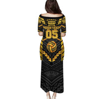 Custom Polynesia Beach Volleyball Family Matching Puletasi and Hawaiian Shirt Gold Polynesian Tribal Pattern - Polynesian Pride
