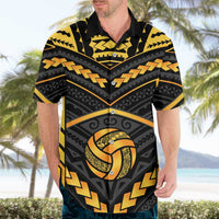 Custom Polynesia Beach Volleyball Hawaiian Shirt Gold Polynesian Tribal Pattern - Polynesian Pride