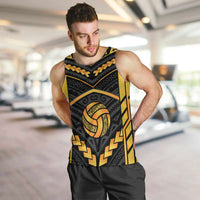 Custom Polynesia Beach Volleyball Men Tank Top Gold Polynesian Tribal Pattern - Polynesian Pride