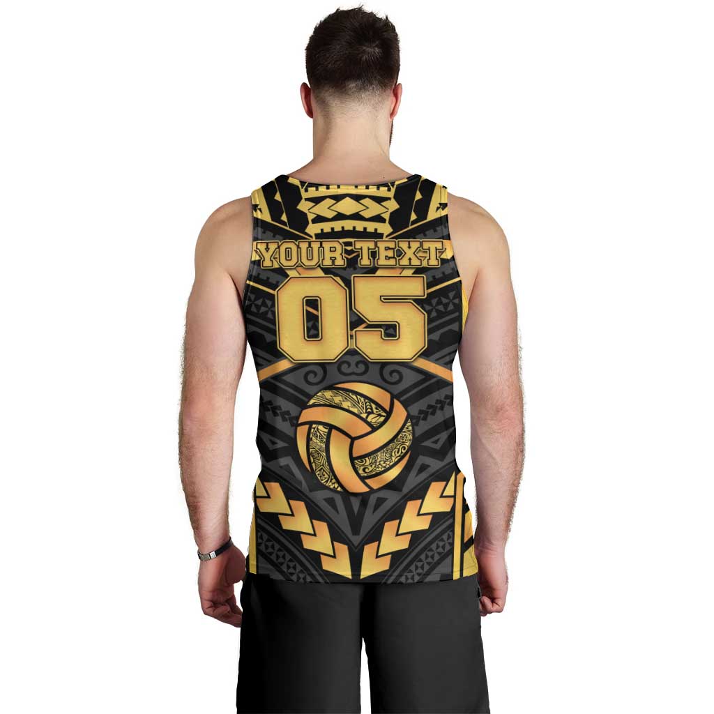 Custom Polynesia Beach Volleyball Men Tank Top Gold Polynesian Tribal Pattern - Polynesian Pride