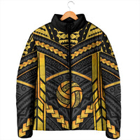 Custom Polynesia Beach Volleyball Padded Jacket Gold Polynesian Tribal Pattern - Polynesian Pride