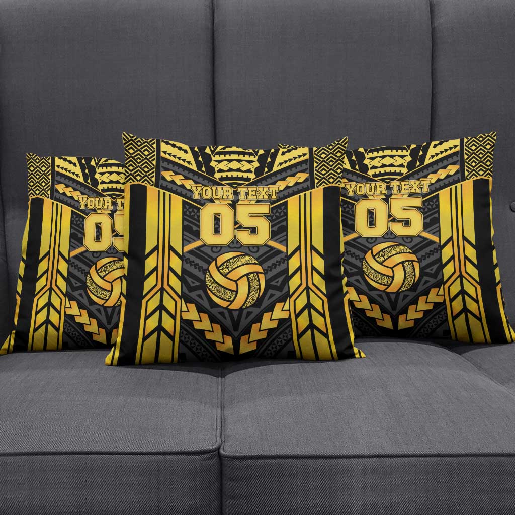 Custom Polynesia Beach Volleyball Pillow Cover Gold Polynesian Tribal Pattern - Polynesian Pride