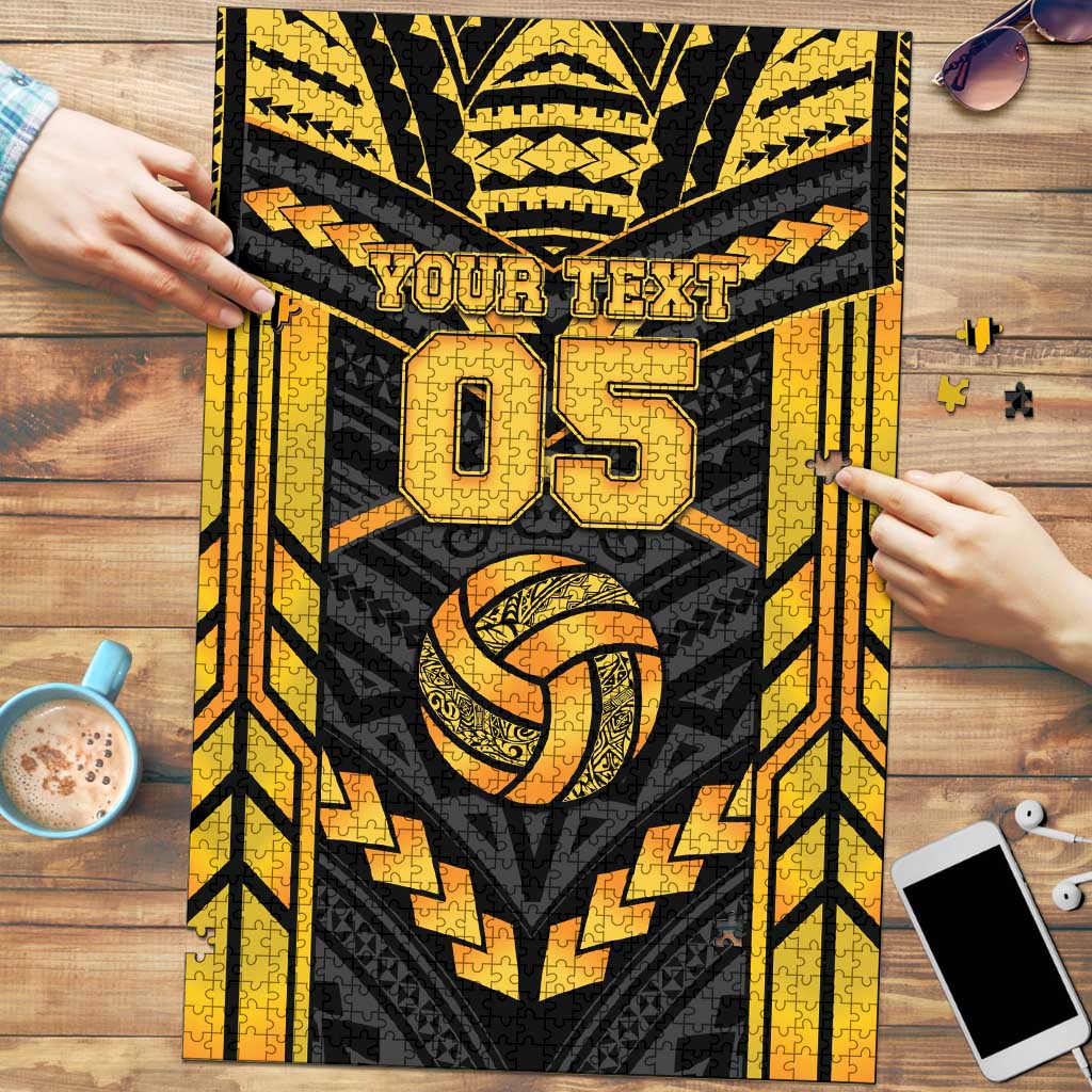 Custom Polynesia Beach Volleyball Puzzle Gold Polynesian Tribal Pattern - Polynesian Pride