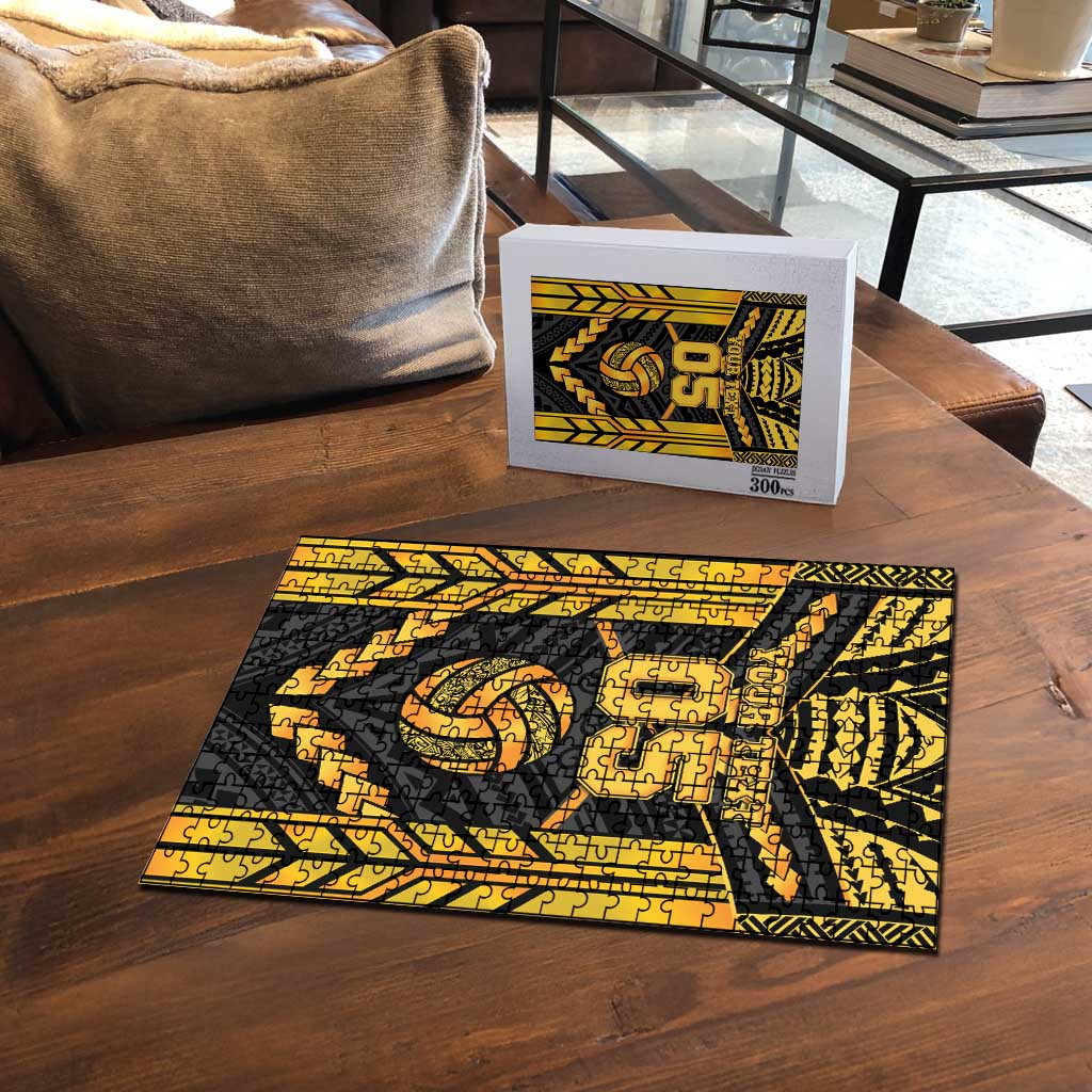 Custom Polynesia Beach Volleyball Puzzle Gold Polynesian Tribal Pattern - Polynesian Pride