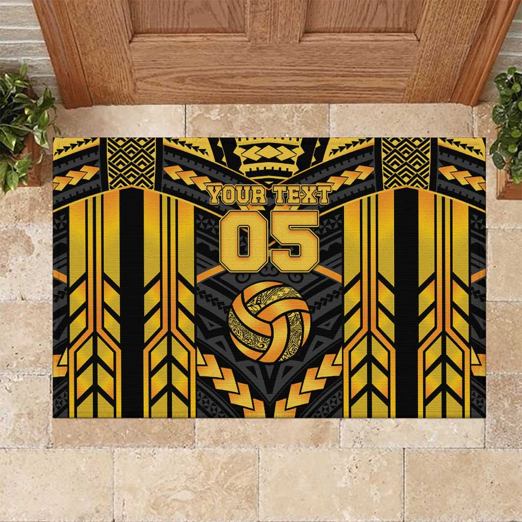 Custom Polynesia Beach Volleyball Rubber Doormat Gold Polynesian Tribal Pattern - Polynesian Pride