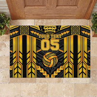 Custom Polynesia Beach Volleyball Rubber Doormat Gold Polynesian Tribal Pattern - Polynesian Pride