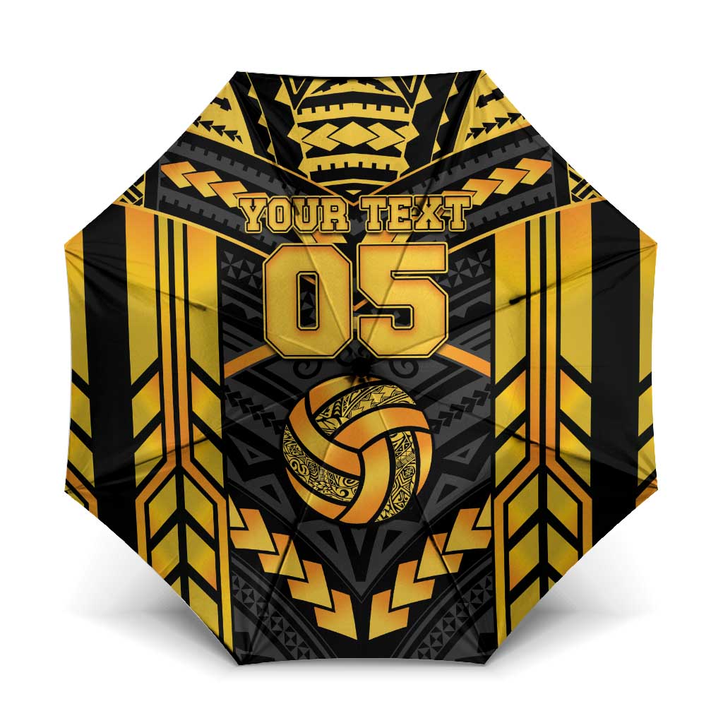 Custom Polynesia Beach Volleyball Umbrella Gold Polynesian Tribal Pattern - Polynesian Pride