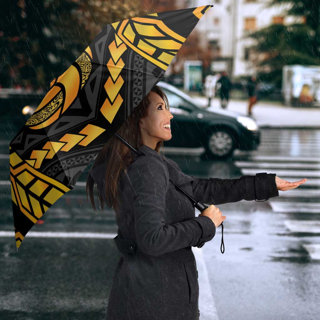 Custom Polynesia Beach Volleyball Umbrella Gold Polynesian Tribal Pattern - Polynesian Pride