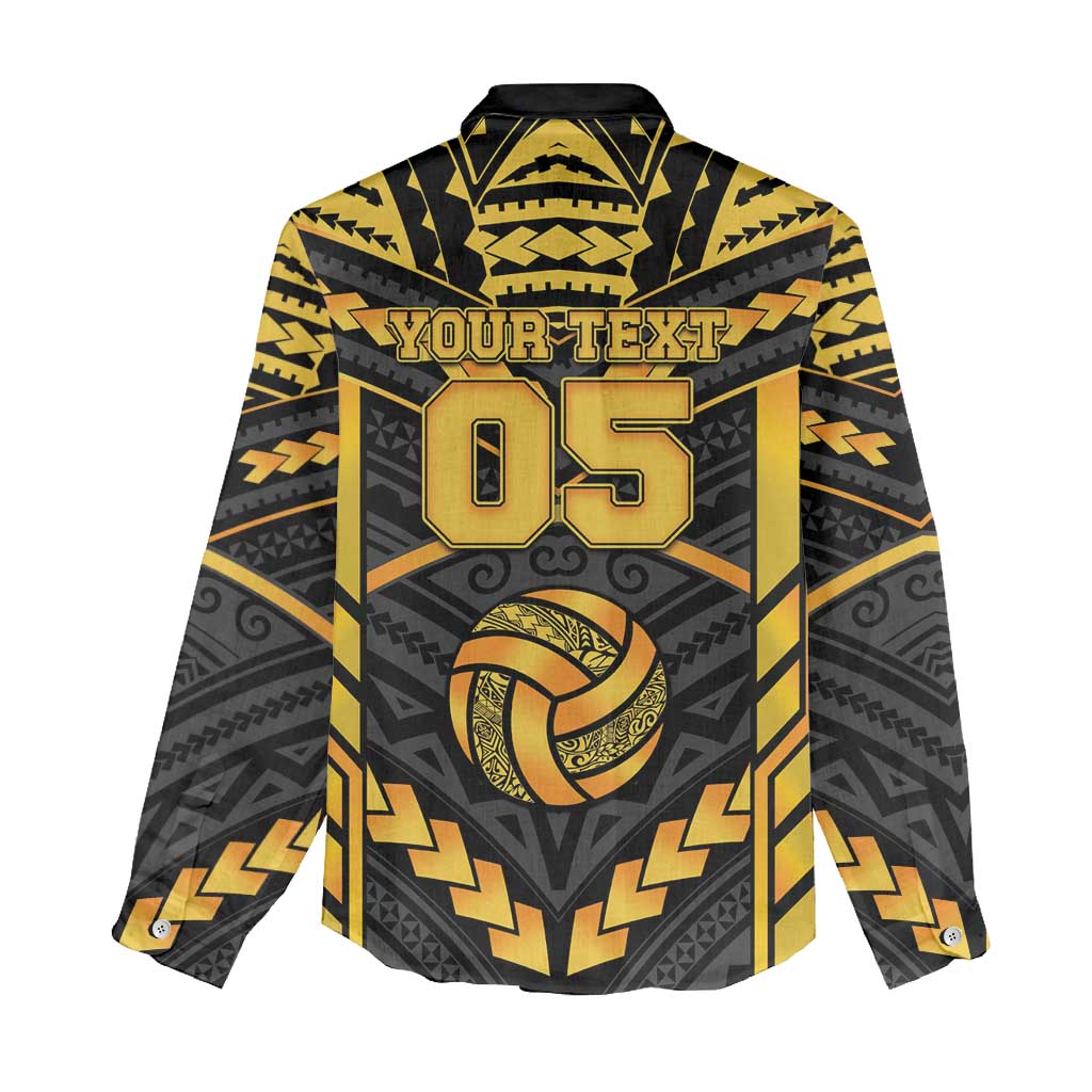 Custom Polynesia Beach Volleyball Women Casual Shirt Gold Polynesian Tribal Pattern - Polynesian Pride