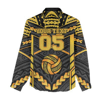 Custom Polynesia Beach Volleyball Women Casual Shirt Gold Polynesian Tribal Pattern - Polynesian Pride