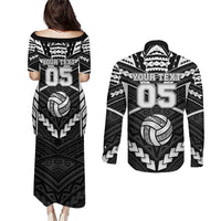 Custom Polynesia Beach Volleyball Couples Matching Puletasi and Long Sleeve Button Shirt Polynesian Tribal Pattern - Polynesian Pride