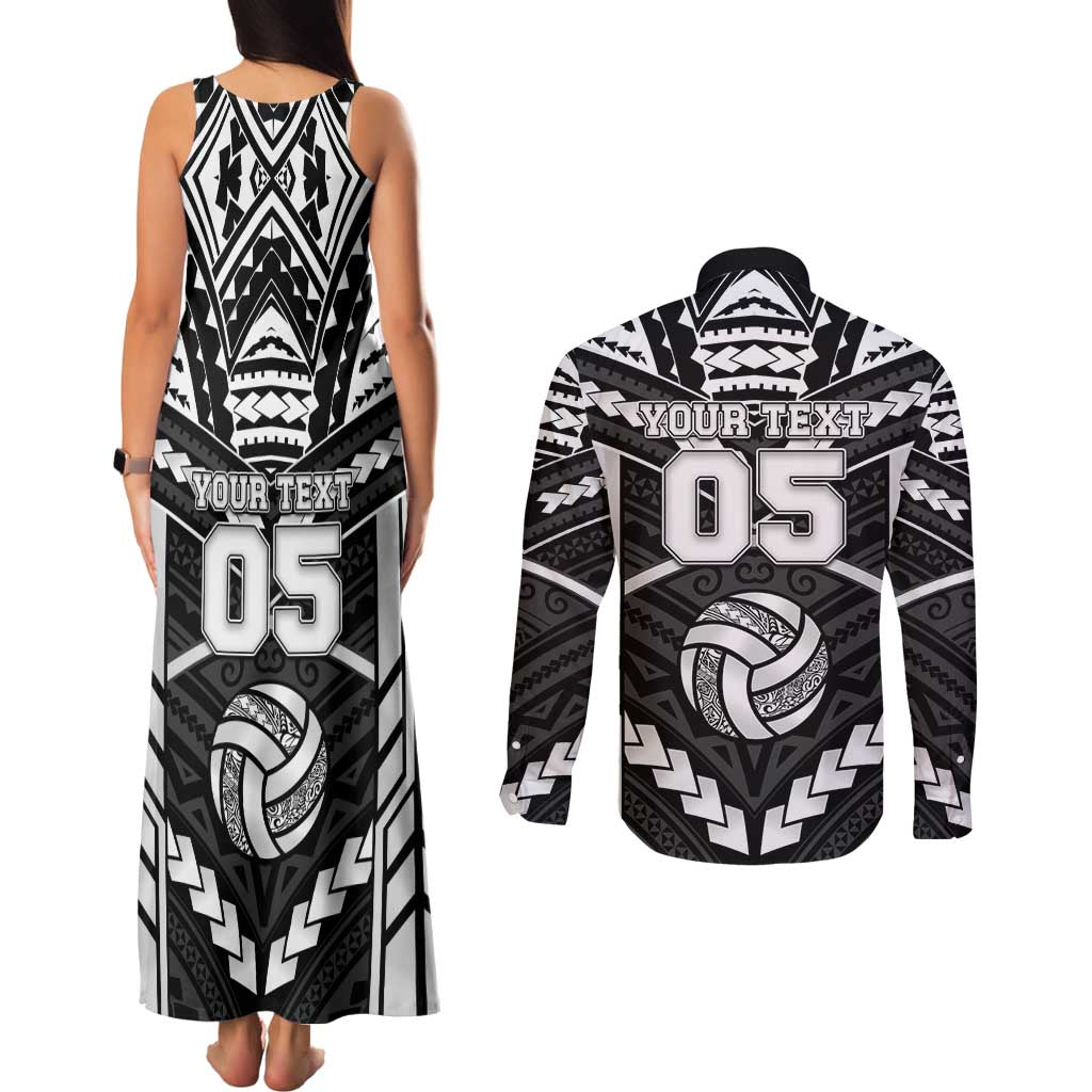 Custom Polynesia Beach Volleyball Couples Matching Tank Maxi Dress and Long Sleeve Button Shirt Polynesian Tribal Pattern - Polynesian Pride