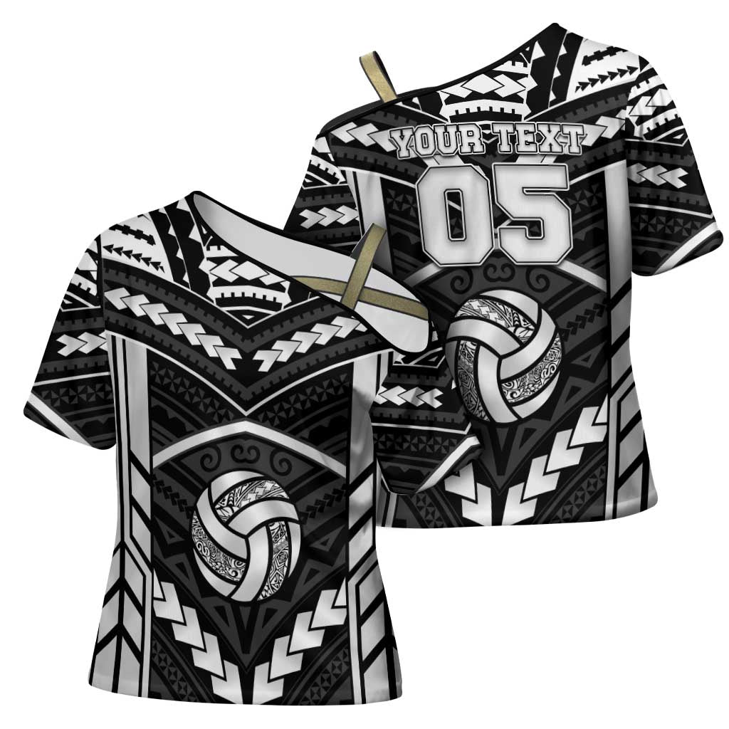 Custom Polynesia Beach Volleyball Cross Shoulder Shirt Polynesian Tribal Pattern - Polynesian Pride
