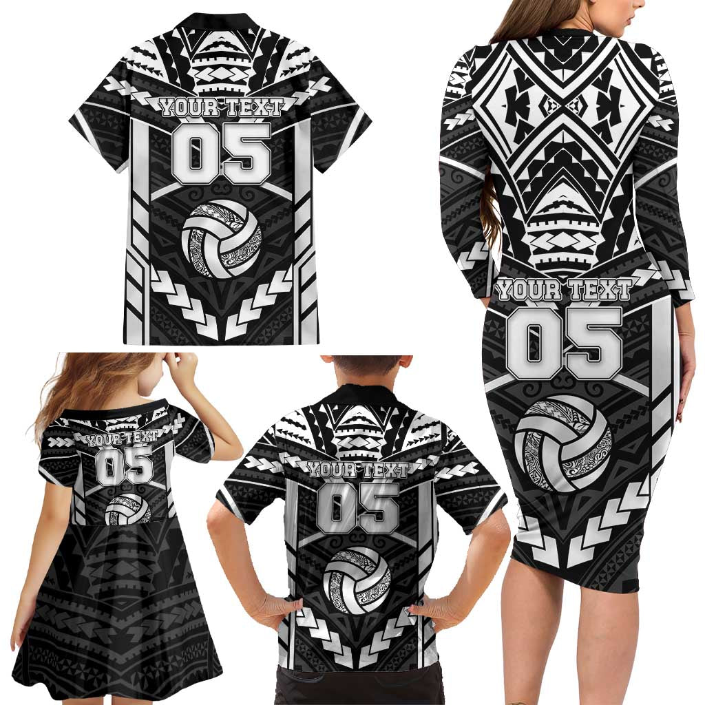 Custom Polynesia Beach Volleyball Family Matching Long Sleeve Bodycon Dress and Hawaiian Shirt Polynesian Tribal Pattern LT05 - Polynesian Pride