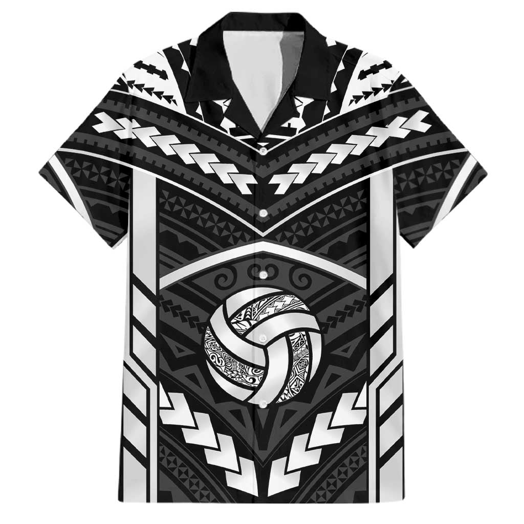 Custom Polynesia Beach Volleyball Family Matching Short Sleeve Bodycon Dress and Hawaiian Shirt Polynesian Tribal Pattern LT05 Dad's Shirt - Short Sleeve Black - Polynesian Pride