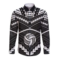 Custom Polynesia Beach Volleyball Long Sleeve Button Shirt Polynesian Tribal Pattern - Polynesian Pride