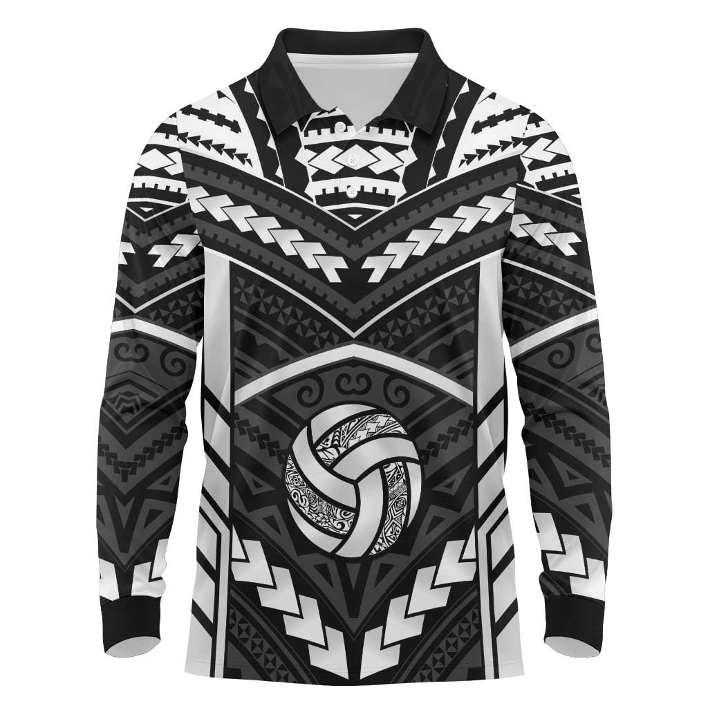 Custom Polynesia Beach Volleyball Long Sleeve Polo Shirt Polynesian Tribal Pattern - Polynesian Pride