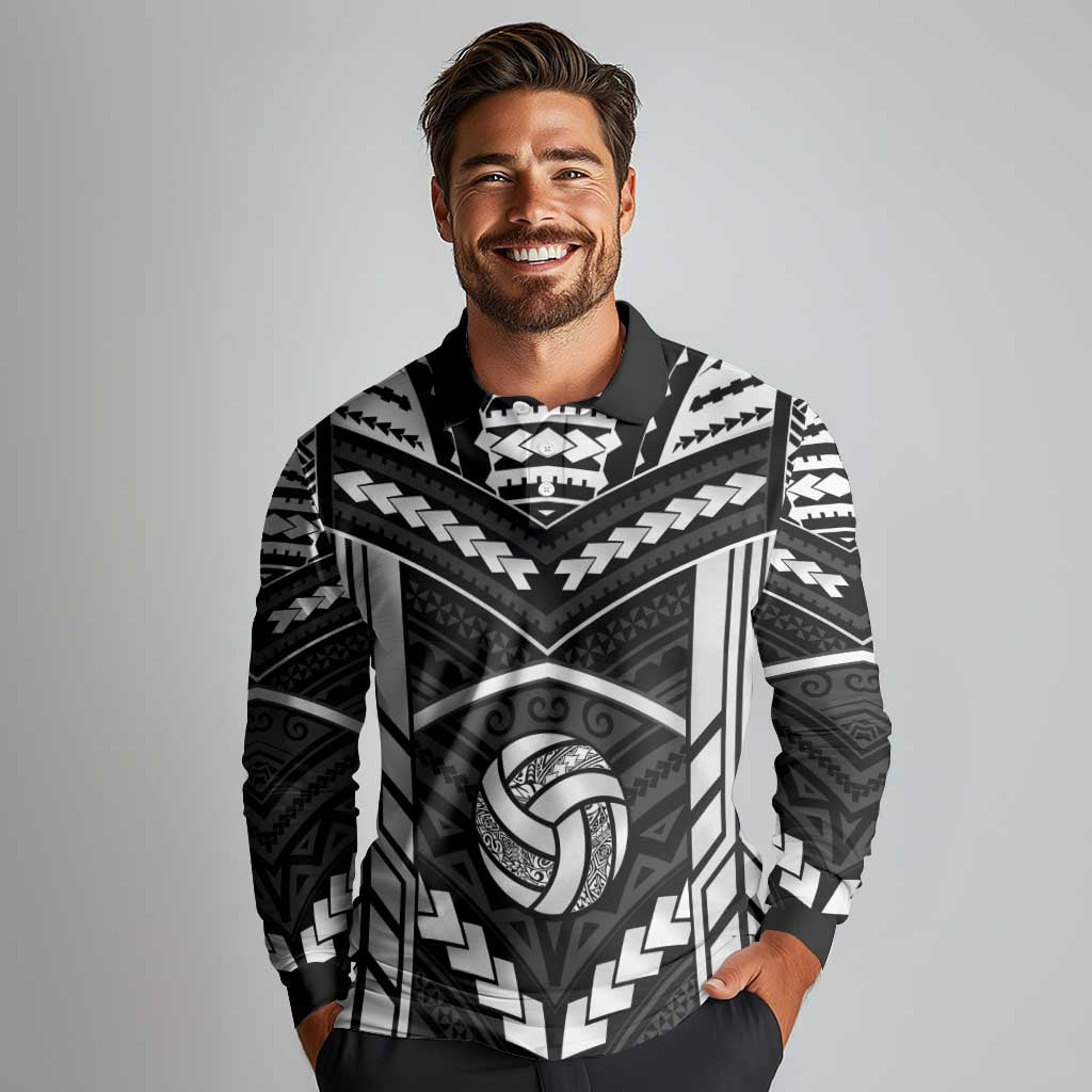 Custom Polynesia Beach Volleyball Long Sleeve Polo Shirt Polynesian Tribal Pattern - Polynesian Pride