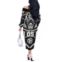 Custom Polynesia Beach Volleyball Off The Shoulder Long Sleeve Dress Polynesian Tribal Pattern LT05 - Polynesian Pride