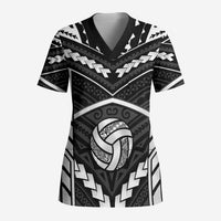 Custom Polynesia Beach Volleyball Scrub Top Polynesian Tribal Pattern - Polynesian Pride