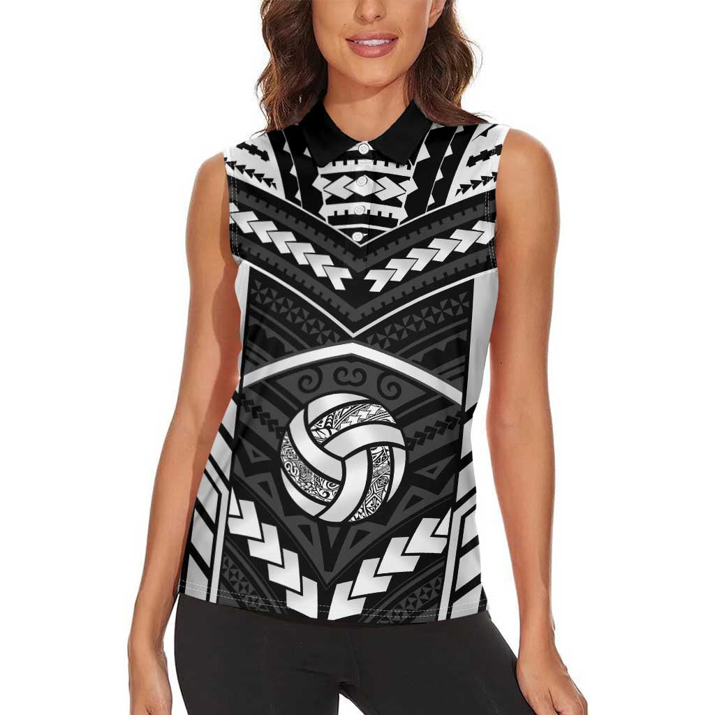 Custom Polynesia Beach Volleyball Women Sleeveless Polo Shirt Polynesian Tribal Pattern - Polynesian Pride