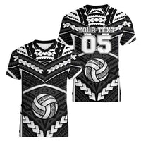Custom Polynesia Beach Volleyball Women V-Neck T-Shirt Polynesian Tribal Pattern - Polynesian Pride