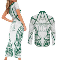 Custom Hawaii Volleyball Couples Matching Short Sleeve Bodycon Dress and Long Sleeve Button Shirt Polynesian Pattern - Polynesian Pride