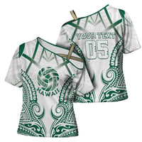 Custom Hawaii Volleyball Cross Shoulder Shirt Polynesian Pattern - Polynesian Pride