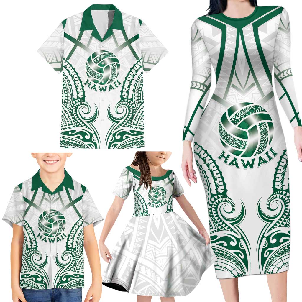 Custom Hawaii Volleyball Family Matching Long Sleeve Bodycon Dress and Hawaiian Shirt Polynesian Pattern LT05 - Polynesian Pride