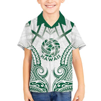 Custom Hawaii Volleyball Family Matching Long Sleeve Bodycon Dress and Hawaiian Shirt Polynesian Pattern LT05 Son's Shirt Teal - Polynesian Pride